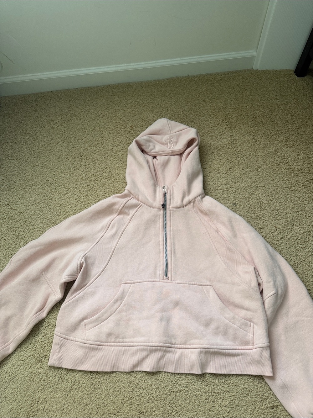 Women’s lululemon Light Pink Scuba hoodie Quarter-Zip Sweatshirt XS/S